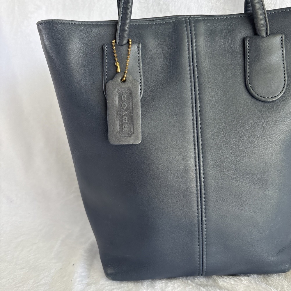 Vintage COACH Mini Lunch Tote Blue Leather Small Bag Hangtag 4068 90s USA - Picture 4 of 16